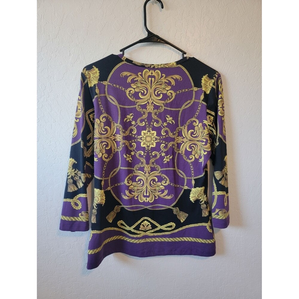 J. McLaughlin Catalina Cloth Lexington Tassel Royal Purple Gold Top Medium - Picture 4 of 6